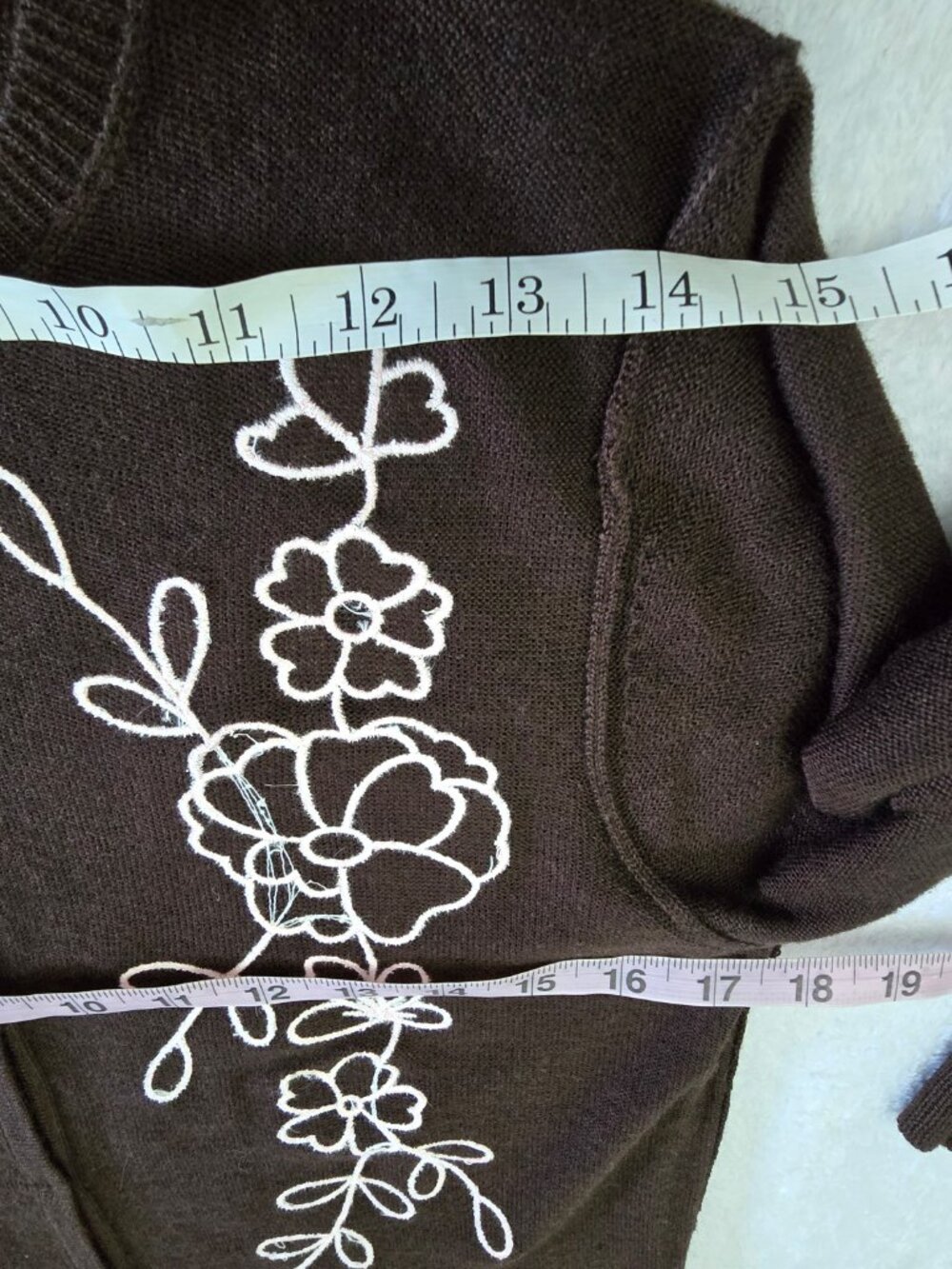 Vintage Y2K Bob Mackie Wearable Art Cardigan Brown Embroidered Wool Blend, Sz S - Picture 16 of 16